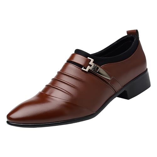 Anzugschuhe Herren Weiß Smokingschuhe Loafers Businessschuhe Herrenschuhe Derby Oxford Hochzeit Schuhe Schnürschuh Lederschuhe Formal Shoes Klassischer Lackschuhe Arbeit von BIISDOST