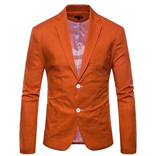 BIISDOST Anzug Herren Regular Fit Business Blazerjacke Sakkos Anzug Jacke Hose Modern Freizeit Anzugjacke Sakkos-Anzugjacken -Jacke Vintage Hochzeit Business Party Sakko (Z0001-Orange, L) von BIISDOST