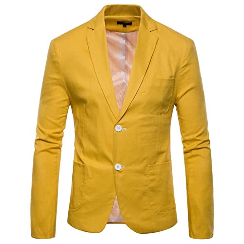 BIISDOST Anzug Herren Regular Fit Business Blazerjacke Sakkos Anzug Jacke Hose Modern Freizeit Anzugjacke Sakkos-Anzugjacken -Jacke Vintage Hochzeit Business Party Sakko (Z0001-Yellow, XL) von BIISDOST