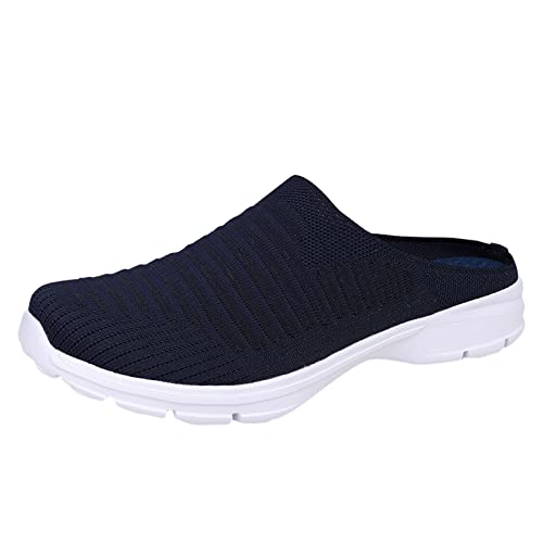 BIISDOST Atmungsaktive Schnürschuhe für Damen, flache Freizeitschuhe, Unisex, leichte Arbeitsschuhe, sportliche, atmungsaktive Arbeitsschuhe Schuhe Damen 42 (Dark Blue, 44) von BIISDOST