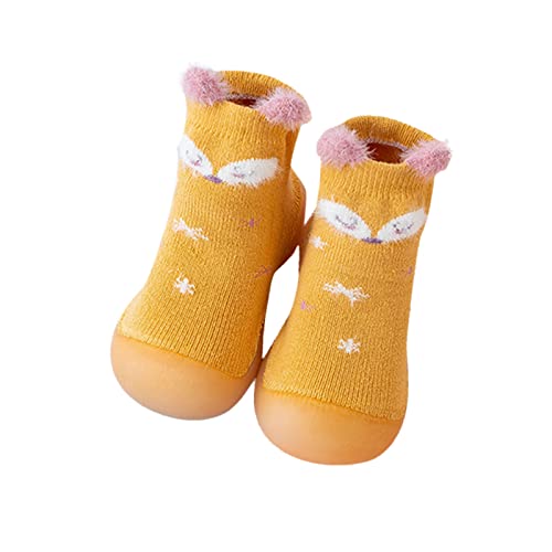 BIISDOST Baby Mädchen Tier Cartoon Socken Schuhe Kleinkind Fleece WarmThe Floor Socken rutschfeste Prewalker Schuhe Lauflernschuhe Baby (Orange, 23 Toddler) von BIISDOST