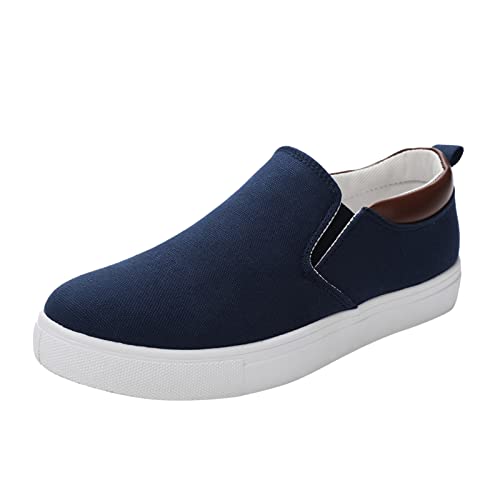 BIISDOST Canvas Schuhe Herren Ohne SchnüRung Freizeitschuhe Segeltuchschuhe Canvas Slip On Stoffschuhe Flache Schuhe Low Top Runde Zehe Sportschuhe Faulenzer Schlupfen Leinwand Flacher von BIISDOST