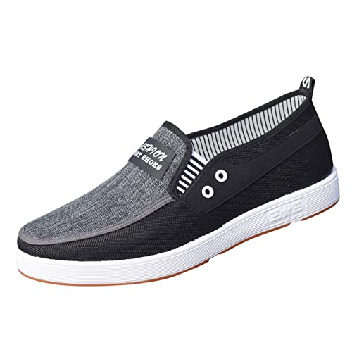 BIISDOST Canvas Schuhe Herren Ohne Schnürung, Freizeitschuhe Running Modische Freizeitschuhe Flach Schlupfschuhe Leicht Canvasschuhe Bequem Walkingschuhe Ohne Schnürsenkel Slip On Walkingschuhe von BIISDOST
