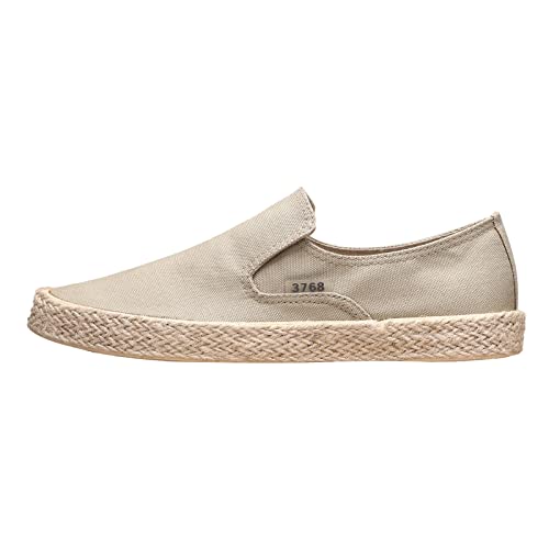 BIISDOST Canvas Sneaker Herren 44 - Freizeitschuhe Flache Schuhe Slip on Espadrilles Leinenschuhe Canvas Schuhe Atmungsaktiv Leicht Arbeitsschuhe Casual Herbst Mokassins Sportschuhe von BIISDOST