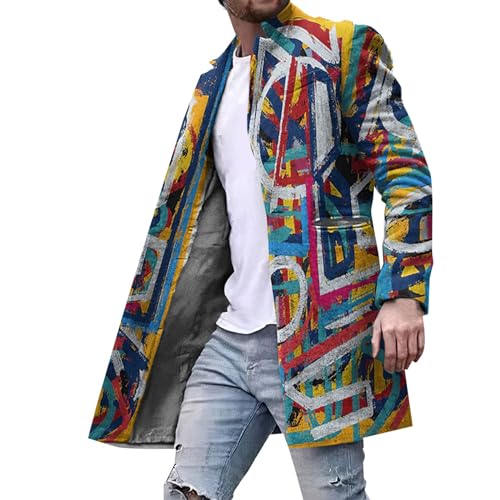 BIISDOST Cardigan Herren Lang Strickjacke Windbreaker Jacken Knopf Wollmantel Langarm Wintermantel Warm Cardigan Schlank Lange Windbreaker Jacken Bunt Knopf Lässige Outwear Strickpullover von BIISDOST
