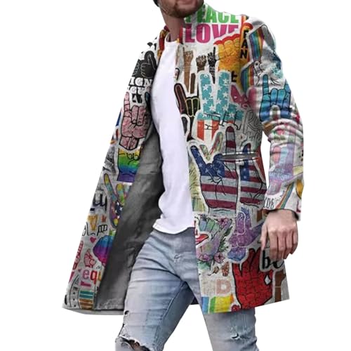 BIISDOST Cardigan Herren Lang Strickjacke Windbreaker Jacken Knopf Wollmantel Langarm Wintermantel Warm Cardigan Schlank Lange Windbreaker Jacken Bunt Knopf Lässige Outwear Strickpullover von BIISDOST