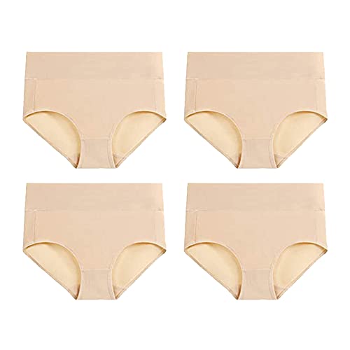 BIISDOST Damen 4 pack Period Panties Nahtlose Slips HüFtheben Nahtlose Einfarbig Einfachheit Dehnbare Taillenslip MenstruationsunterwäSche Hohe Taille Unterhose Auslaufsichere Menstruation Slip von BIISDOST