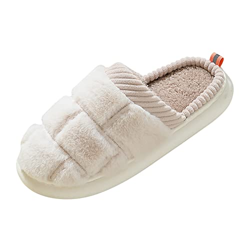 BIISDOST Damen Hausschuhe PlüSch Mit Absatz Damenhausschuhe Verdickt Filzpantoffeln Warme Winter Hauspantoffeln Weicher Weicher Hauspatschen Flauschige Hausschlappen Gefüttert von BIISDOST
