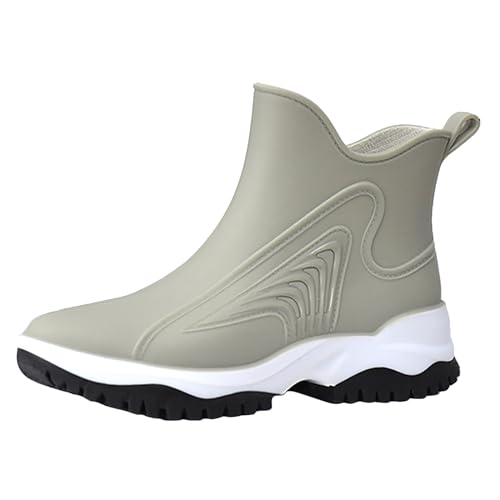 BIISDOST Damen Regenschuhe mit Kordelzug und elastischem Mund, Gummischuhe, Zwischensohle, Rutschhemmende Öl-Kochschuhe ene Schuhe Herren (Grey, 39) von BIISDOST