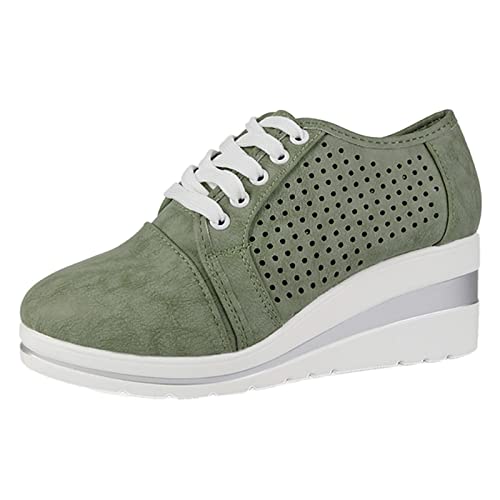 BIISDOST Damen Schuhe Plateau Freizeitschuhe Bequeme Walkingschuhe Sommer Turnschuhe Runde Zehen Schuhe rutschfest Sneaker Outdoor Joggingschuhe Atmungsaktive Damenschuhe Keilabsatz Sportschuhe von BIISDOST