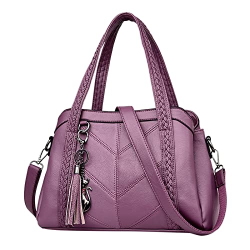 BIISDOST Damen Tasche Handtasche Weiches Große Kapazität Umhängetasche Frauen Tasche Luxus Geldbörsen Handtasche Shorts Mit Taschen (Purple, One Size) von BIISDOST