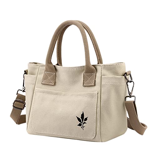 BIISDOST Damen Umhängetasche, große Kapazität, Canvas-Tasche, lässige Handtasche, Tasche, Arbeitsklasse-Handtasche Shopper Taschen (Beige, One Size) von BIISDOST