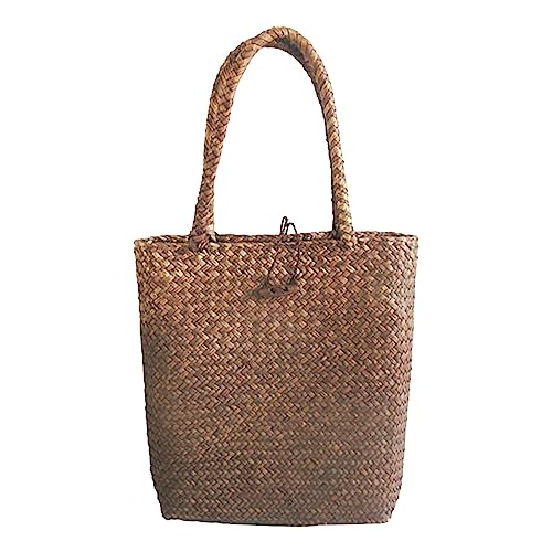 BIISDOST Damen Vintage-Einkaufstasche, gewebte Schultertasche, Einkaufstasche, Handtasche Gaming Taschen (Coffee, One Size) von BIISDOST