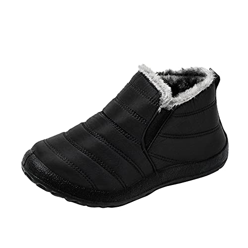 BIISDOST Damen Winterstiefel Wasserdicht, Winter Warme Gefüttert Schneestiefel Winterschuhe Plus Samt Stiefel Winter Boots Flach Rutschfest Schlupfstiefel Baumwollschuhe Outdoor Gr. 37-45 von BIISDOST