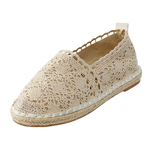 BIISDOST Damenschuhe Schwarz Flach Elegant: Einzelne Schuhe Sneakers Spitze Retro Flache Schuhe Arbeitsschuhe rutschfest Espadrilles Loafer Walkingschuhe Hollow Out Slip on Turnschuhe von BIISDOST