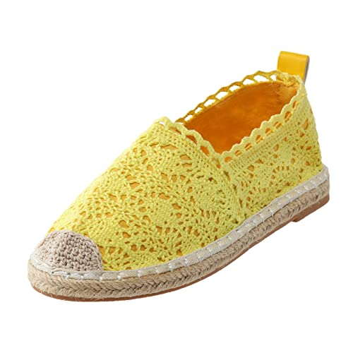 BIISDOST Damenschuhe Schwarz Flach Elegant: Einzelne Schuhe Sneakers Spitze Retro Flache Schuhe Arbeitsschuhe rutschfest Espadrilles Loafer Walkingschuhe Hollow Out Slip on Turnschuhe von BIISDOST