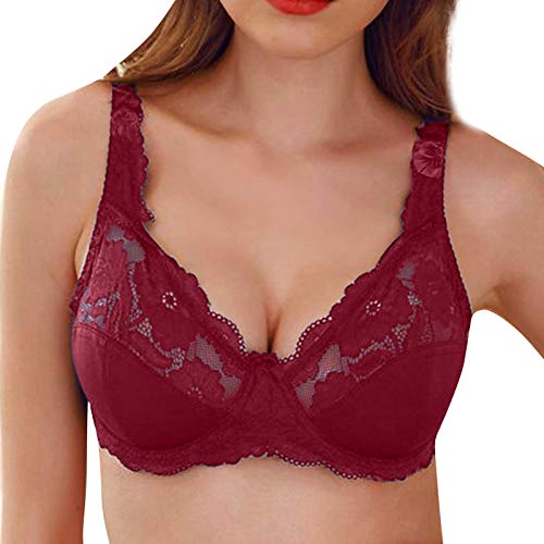 BIISDOST Dessous Rollenspiele Sexy Dessous Set BH durchsichtige Unterwäsche ultradünne und atmungsaktive Damenunterwäsche Leinwand Dessous Transparente Dessous Damen (Wine, 85E) von BIISDOST