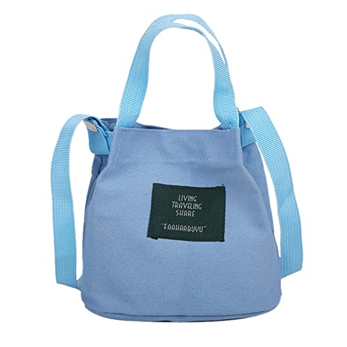 BIISDOST Frauen-Taschen-Mode-einfache Kunst-Mädchen-Segeltuch-Taschen-frische beiläufige Umhängetasche Taschen Organizer Set (Sky Blue, One Size) von BIISDOST