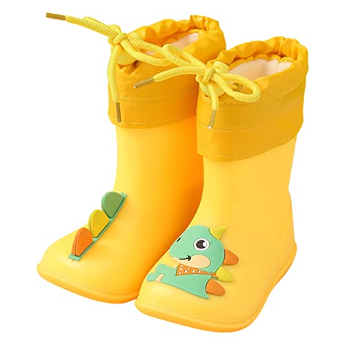 BIISDOST Gefütterte Gummistiefel Kinder Winterstiefel Kinder Jungen Regenstiefel Baby Bunte Cartoon Tier Wasserdichte Wasserschuhe EVA Weiche Outdoor Regenstiefel Schneestiefel Jungen (I, 23 Infant) von BIISDOST