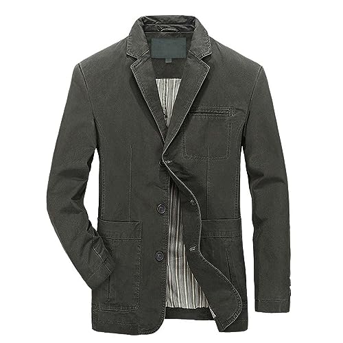 BIISDOST Herren Sakko übergröße Blazer Herbst Anzugsakko Herrenjacken für Hochzeit Business Größe Freizeitjacke Langarm Knopfleiste Baumwollblazer lässig Sakko Regular Fit Blazer Jackett von BIISDOST