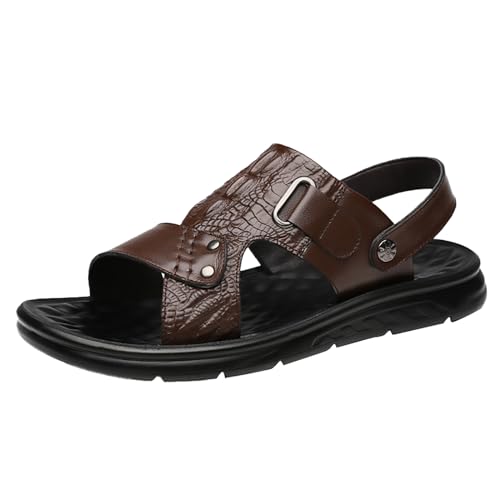 BIISDOST Herren Sandalen Sport Sommer Strand Hausschuhe Schieben Outdoor Remote Hausschuhe Sandalen Schuhe Herren 41 (Brown, 43) von BIISDOST