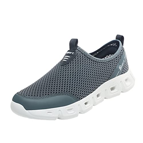 BIISDOST Herren Schuhe Sommer Große Größe Leichte Hohl Mesh Outdoor rutschfeste Freizeit Laufschuhe Schuhe Fitnessstudio Herren (Dark Gray, 45) von BIISDOST