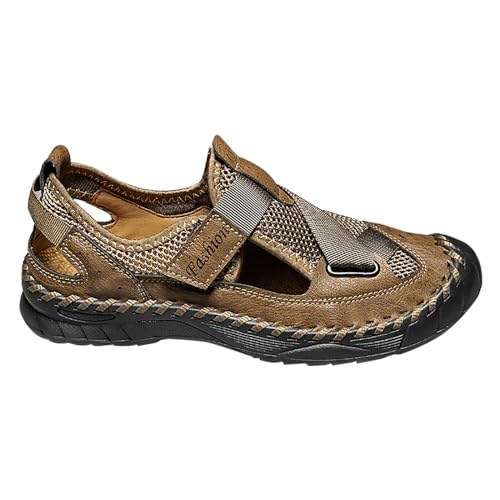 BIISDOST Herren Sommer Watschuhe Strandschuhe Mesh Atmungsaktive Sommer Freizeitschuhe Einfache Sandalen Schuhe Wasserdicht Herren 49 (Brown, 45) von BIISDOST