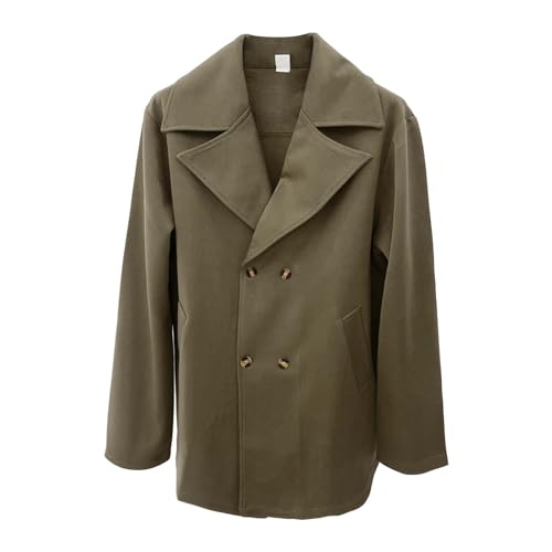 BIISDOST Herren Trenchcoat Zweireihiger Lang Mantel Revers Herbst Winter Militärstil Jacke Übergangsjacke Trachten-Lodenmantel Mantel Walk LodenHirschhornknöpfe Herrenmantel aus Loden anthrazit von BIISDOST