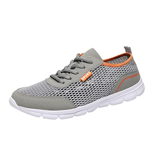 BIISDOST Herren Turnschuhe Sommer Leichte Atmungsaktive Freizeitschuhe Mesh Turnschuhe Lässige Laufschuhe Football Schuhe Herren (Grey, 45) von BIISDOST