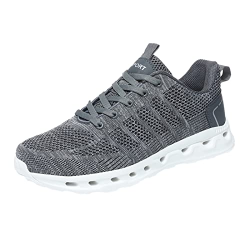 BIISDOST Herrenschuhe Sommer Große Schnürschuhe Mesh Outdoor rutschfeste Lässige Laufschuhe Schuhe Herren Rot Sneaker (Grey, 43) von BIISDOST