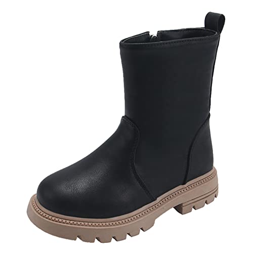 BIISDOST Kinder Stiefeletten Mädchen: Kurze Stiefel Ankle Boots mit Seitlicher Reißverschluss Prinzessin Stiefel Herbst und Winter Übergangsstiefel Schlupfstiefel Rutschfest Kinderstiefel von BIISDOST