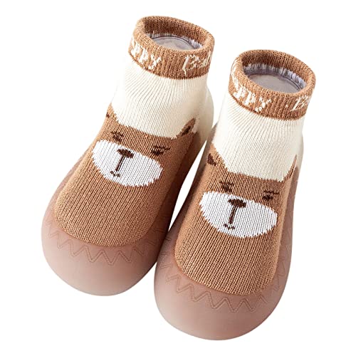 BIISDOST Krabbelschuhe Baby 18/19 - Bodensocken Lauflernschuhe Mädchen Junge Kleinkind Schuhe Babysocken Weichen Sohle Cartoon Sommer Babyschuhe Rutschfest Sockenschuhe Krabbelschuhe von BIISDOST