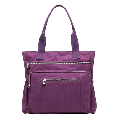 BIISDOST Lässige Damen-Handtasche mit Taschen und Reißverschluss, Nylon-Schulter-Aufbewahrungstasche Japan 1900 Taschen (Purple, One Size) von BIISDOST