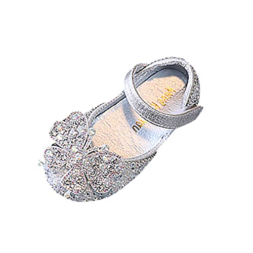 BIISDOST Mädchen Sandalen Crystal Baby Infant Bling Kinderschuhe Prinzessin Schuhe Perlenschuhe Tanzen Einzelne Schuhe Lauflernschuhe (Silver, 30) von BIISDOST