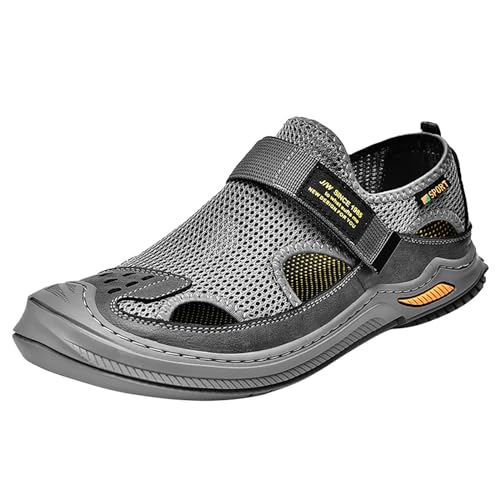 BIISDOST Mesh-Schuhe für Herren, rutschfeste Zehenpartie, atmungsaktives Mesh für den Sommer, bequem Hohe Schuhe Herren (Grey, 42) von BIISDOST