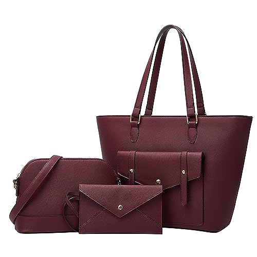 BIISDOST Mode Dame dreiteilige Umhängetasche Brieftasche Umhängetasche Umhängetasche Kamera Zubehör Taschen (Purple, One Size) von BIISDOST