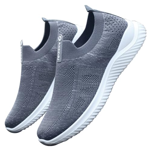 BIISDOST Mode Frühjahr Und Sommer Männer Sport Schuhe Flachen Boden Leichte Mesh Atmungsaktive Slip Auf Bequeme Einfarbig Einfache Eigenschaften: Herren Schuhe Sneaker Günstig (Grey, 43) von BIISDOST