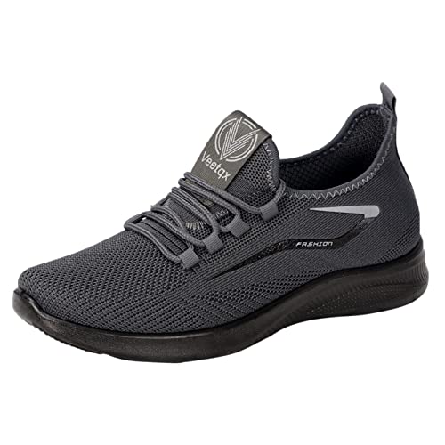 BIISDOST Mode Frühling und Sommer Herren Sportschuhe Flachboden Leichter Slip On Elastische Fliege Gewebtes Mesh Atmungsaktiv Bequemer und Lässiger Stil Schuhe Herren 47 (Grey, 43) von BIISDOST