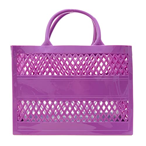 BIISDOST Mode Große Kapazität PVC Einkaufstasche Gummi Silikon Strandtasche Clutch Handytasche (Purple, One Size) von BIISDOST