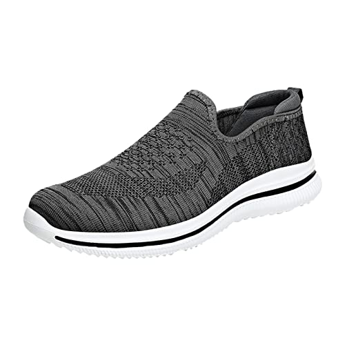 BIISDOST Mode Männer Mesh Bergsteigen Lässige Sportschuhe Schnüren Einfarbig Laufen Atmungsaktive Turnschuhe mit weichem Boden Schuhe Herren Sportlich Elegant (Dark Gray, 45) von BIISDOST