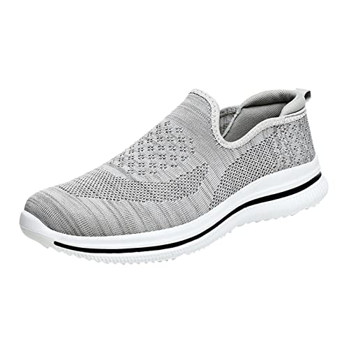 BIISDOST Mode Männer Mesh Bergsteigen Lässige Sportschuhe Schnüren Einfarbig Laufen Atmungsaktive Turnschuhe mit weichem Boden Schuhe Herren Sportlich Elegant (Grey, 41) von BIISDOST