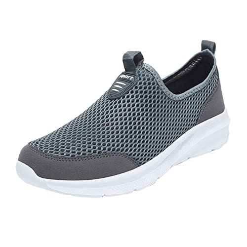 BIISDOST Mode Sommer Herren Turnschuhe Atmungsaktives Mesh Flach Schnür Freizeitschuhe Orthopädische Schuhe Herren Offen (Grey, 41) von BIISDOST