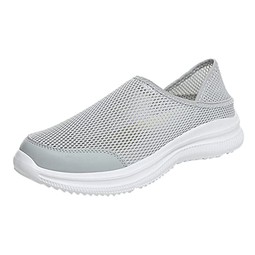 BIISDOST Mode Sommer und Herren Fly Woven Mesh Flat Slip On Bequem Schuhe Herren Größe 48 (Zjsjm-A-Grey, 43) von BIISDOST