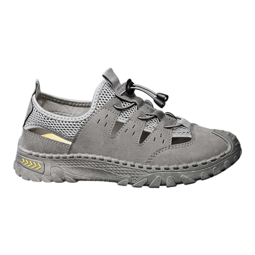 BIISDOST Outdoor-Sportschuhe für Herren, lässige, rutschfeste Wanderschuhe, rutschfeste Antikollisions-Lochschuhe, atmungsaktive Mesh-Herrenschuhe Schuhe Herren 47 (Grey, 39) von BIISDOST