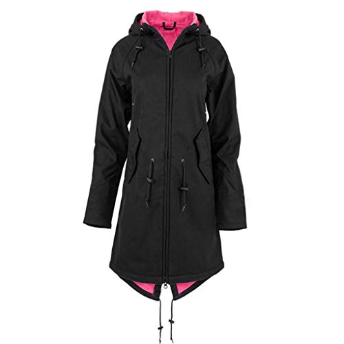 BIISDOST Regenjacke Damen Teddyfell Gefüttert Wasserdicht Atmungsaktiv Regenmantel mit Kapuze Outdoorjacke Fleece Jacke Mäntel Regenmantel Einfarbig wasserdichte Übergangsjacke Trenchcoat von BIISDOST