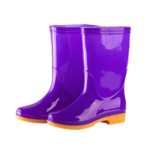 BIISDOST Regenstiefel für Erwachsene, Jugendliche, EVA-Stiefel, Regenschuhe für Camping und Wandern Verstaubare Wasserdichte Jacke Für Damen (Purple, 39) von BIISDOST