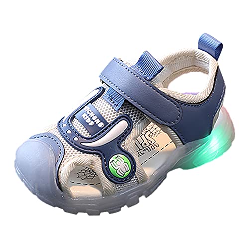 BIISDOST Sandalen Kinder Junge 23: Leuchtende Schuhe Sportsandalen Hollow Out Atmungsaktiv Sommersandalen Blink Schuhe Sommer Sandaletten Licht Rutschfest Flache Sandalen Sportschuhe 21-30 von BIISDOST