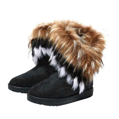 BIISDOST Schlupfstiefel Damen Hoch Winter, Schneestiefel Thermostiefel Plüsch Warm Gefüttert Winterschuhe Winterstiefel Bequem Plus Samt Snow Boots Rutschfest Halbstiefel Baumwollschuhe von BIISDOST