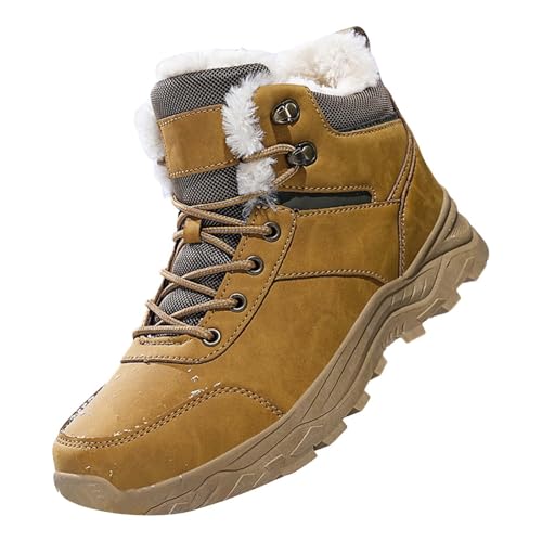 BIISDOST Schneeboots Herren Grau wasserdichte Warme Herrenstiefel Softshell Wanderstiefel Kurzschaft Outdoor rutschfest Schneestiefel Warm Outdoor Schuhe Winterboots Winterstiefel von BIISDOST