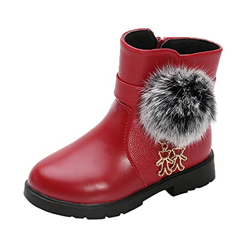 BIISDOST Schuhe Kinder Winter Mädchen 36, Stiefeletten Schneestiefel Warme Gefüttert Schlupfstiefel mit Seitlicher Reißverschluss Winterstiefel Baumwollschuhe Rutschfest Thermostiefel von BIISDOST